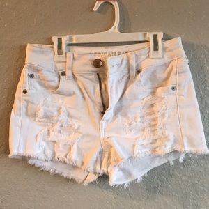 AEO White Hi-Rise Shorts